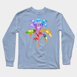 Holographic Chrome Flower Long Sleeve T-Shirt